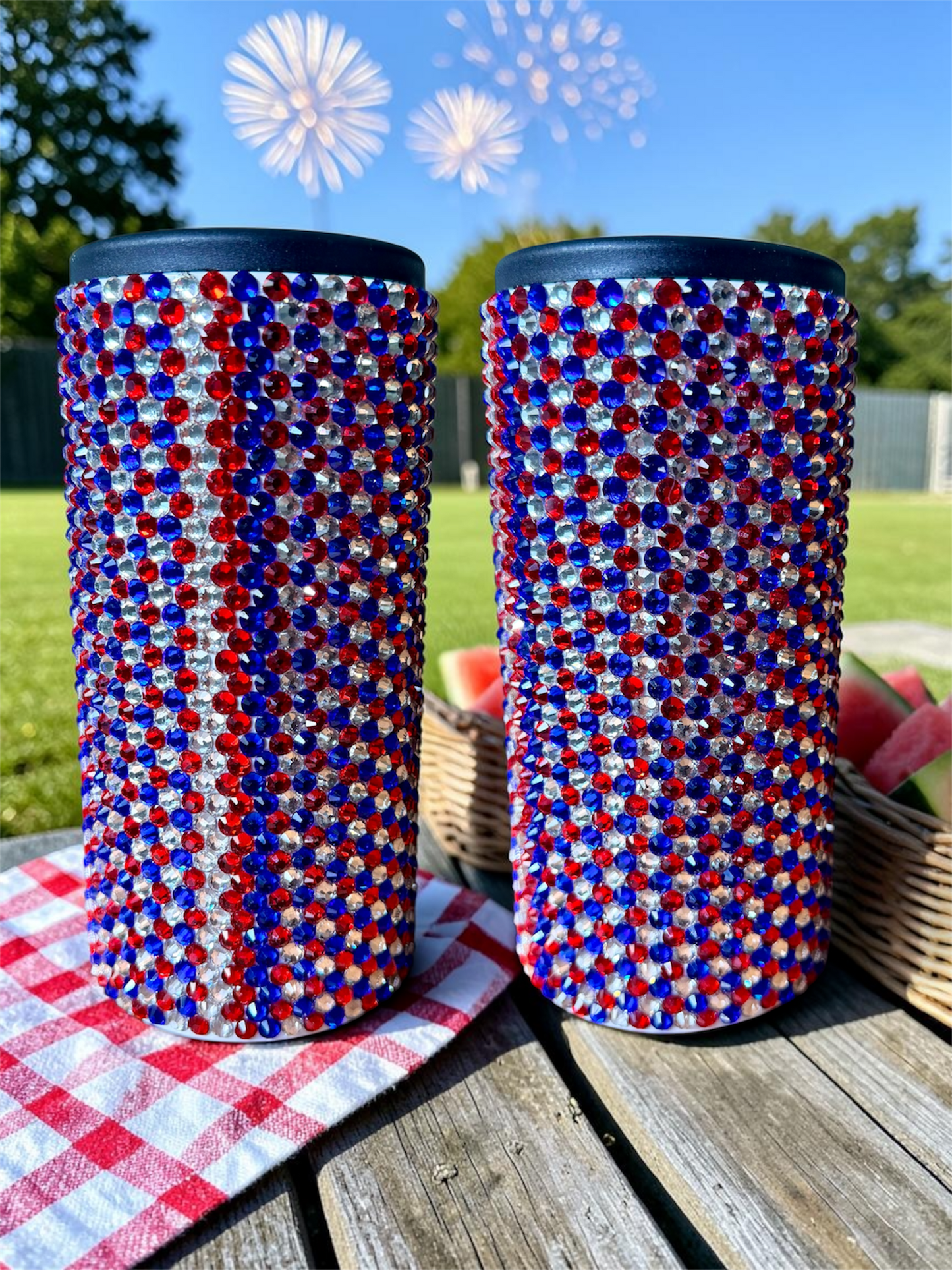 12 oz Skinny Hand-Rhinestoned Can Cooler